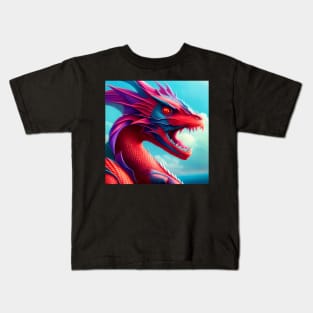 Ferocious Pink, Purple, and Blue Dragon Kids T-Shirt